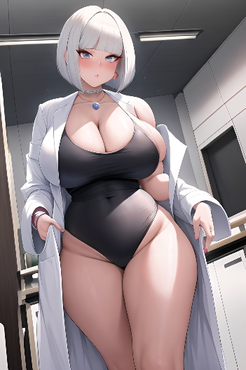 anime,cyborg,two people,big hips,18 age,pouting lips face,white hair,bobcut hair style,filipina,vintage,hospital,front view,w